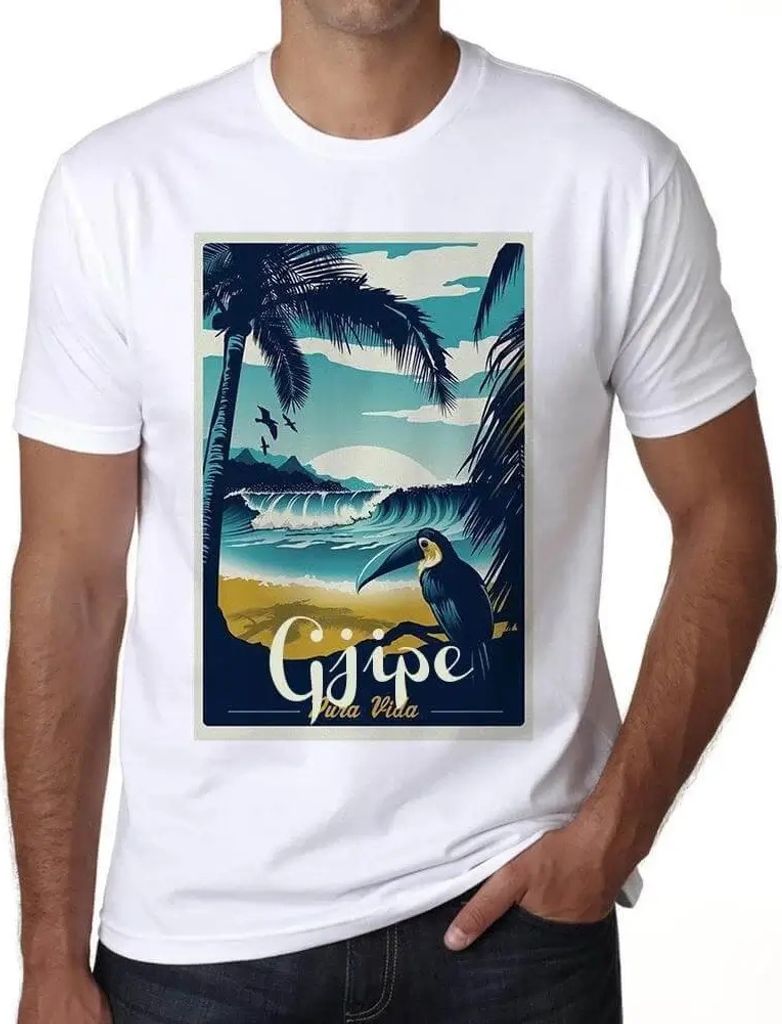 Herren Grafik T-Shirt Gjipe pura vida Strand – Gjipe Pura Vida Beach – Öko-Verantwortlich Vintage Jahrgang Kurzarm Lustige Druck Geburtstag Ge...