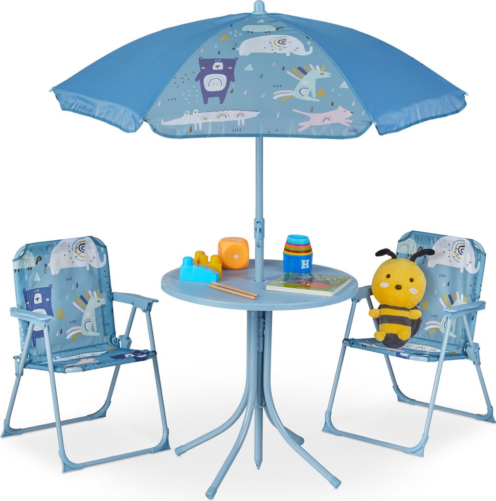 relaxdays Camping Kindersitzgruppe mit Schirm Produktbild 