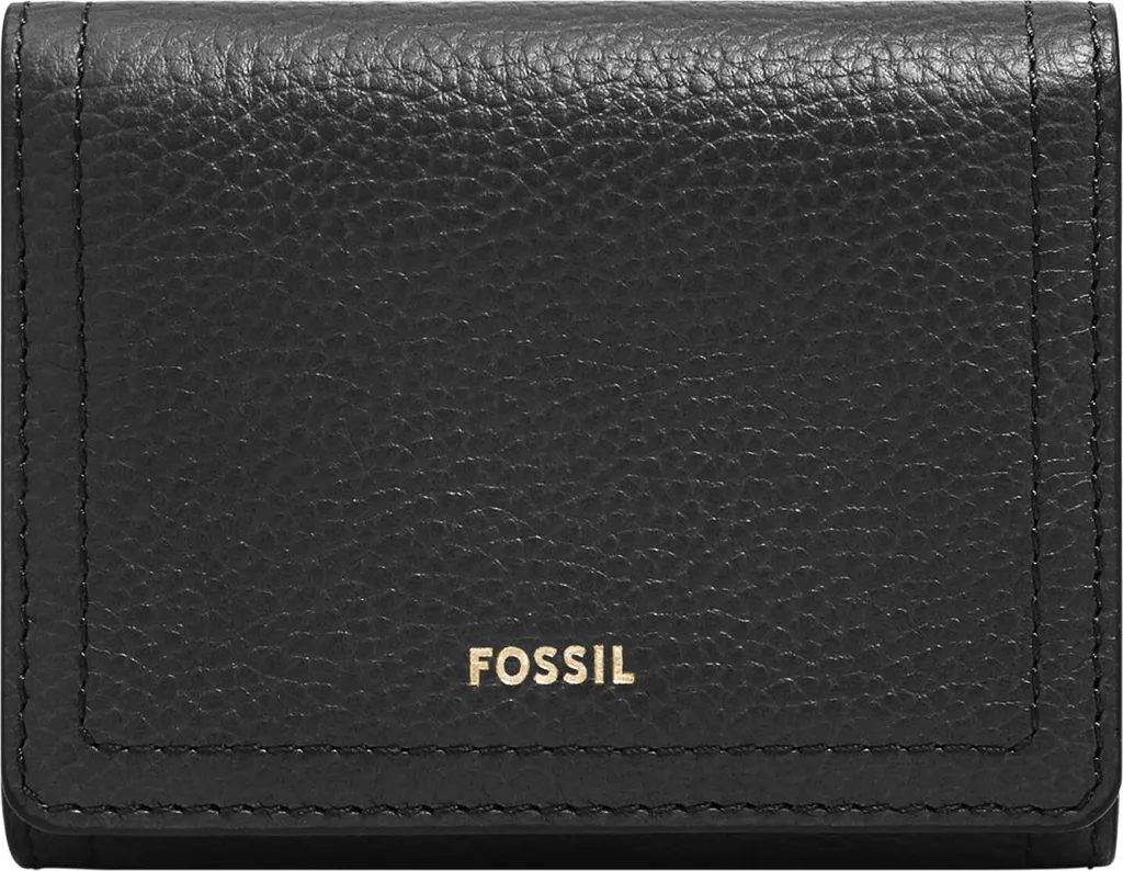 Portafoglio Fossil Logan Trifold Nero: Mini Pelle, Massima Sicurezza RFID