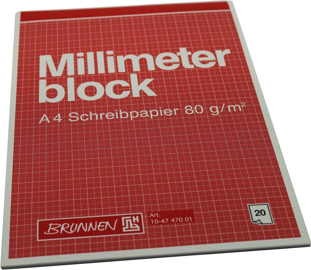 Brunnen 104747001 Millimeterblock Millimeterpapier (A4, 80g/m², 20 Blatt)