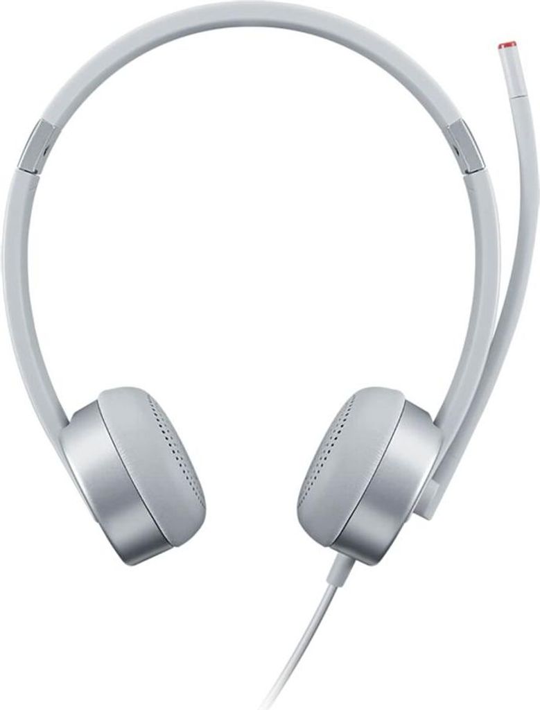 A pair of headphones with a microphone, presented against a white background.