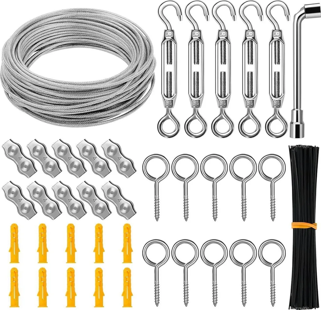 Câble Métallique CGBOOM 30M en Acier Inox 304 avec Oeillets de Fixation