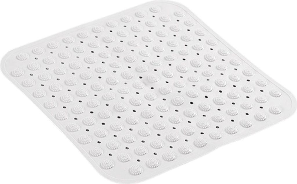 Rutschfeste Duschmatte mit Saugnäpfen - 48x48cm - Schimmelresistent - Antirutsch-Badematte für Dusche oder Badewanne mit Abflusslöchern