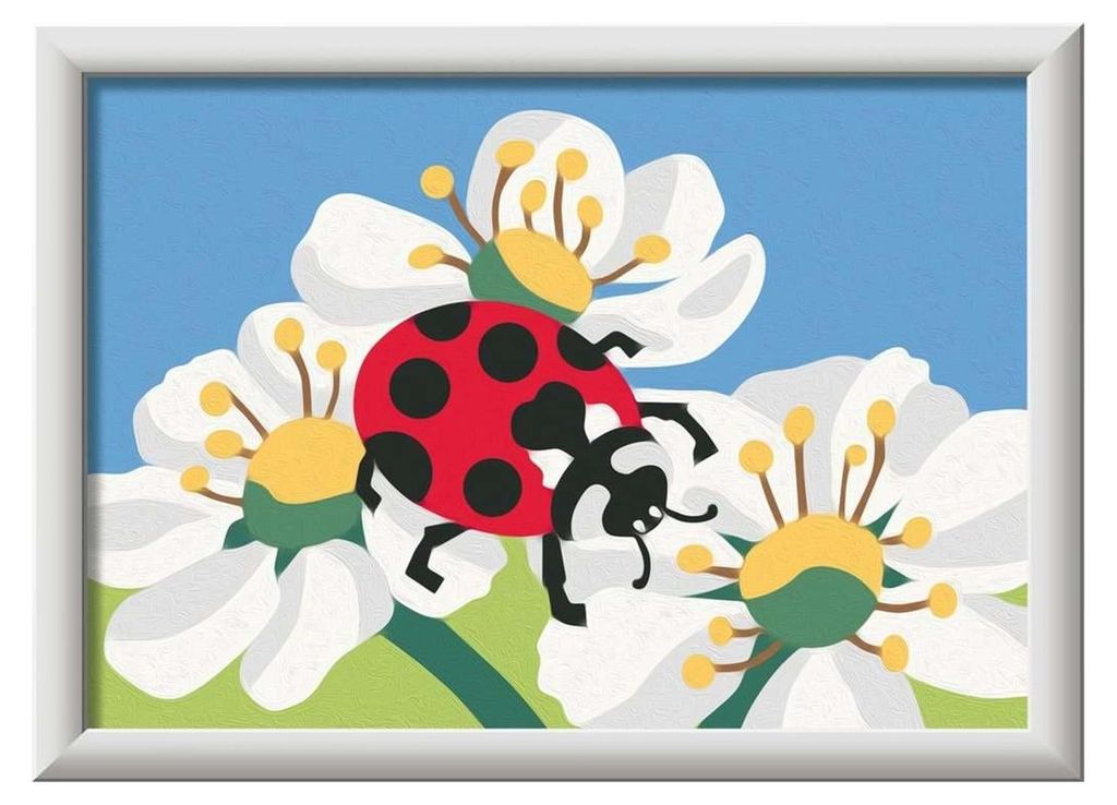 Ravensburger CreArt - MNZ - Ladybug with flowers, Farben enthalten, Malen nach Zahlen Set