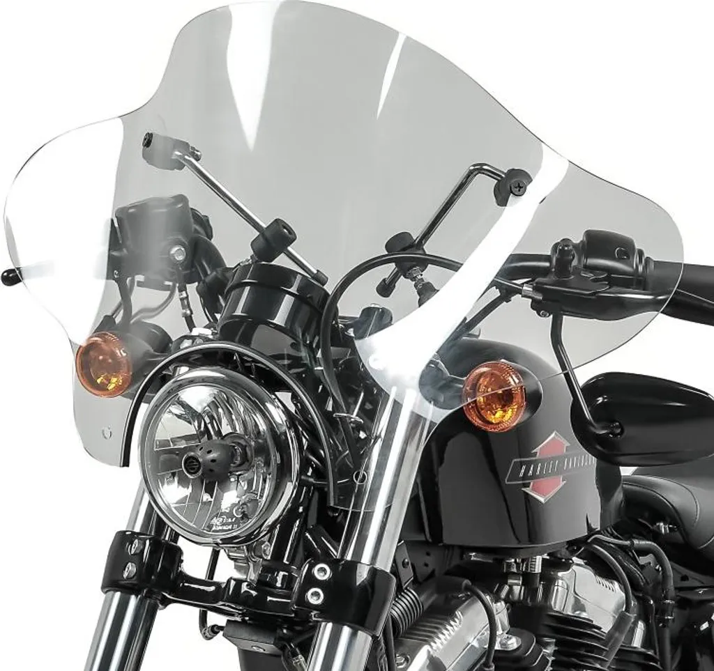 Pare-brise moto Batwing transparent, fixation 4 points ultra-stable