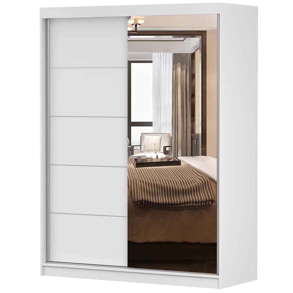 Armoire à portes coulissantes Armoire 150 cm blanc/blanc Image du produit 