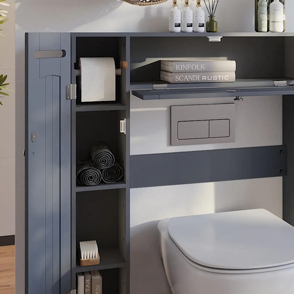 Gagnez de la place en salle de bain : Armoire Vicco Bianco Miroir Gris