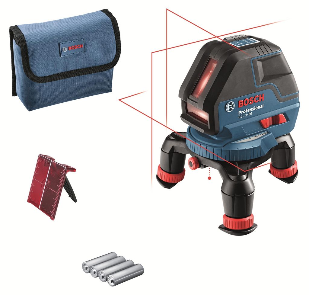 Bosch Kreuzlinienlaser Linienlaser GLL 3-50 inkl. Tasche. Zieltafel, Batterien