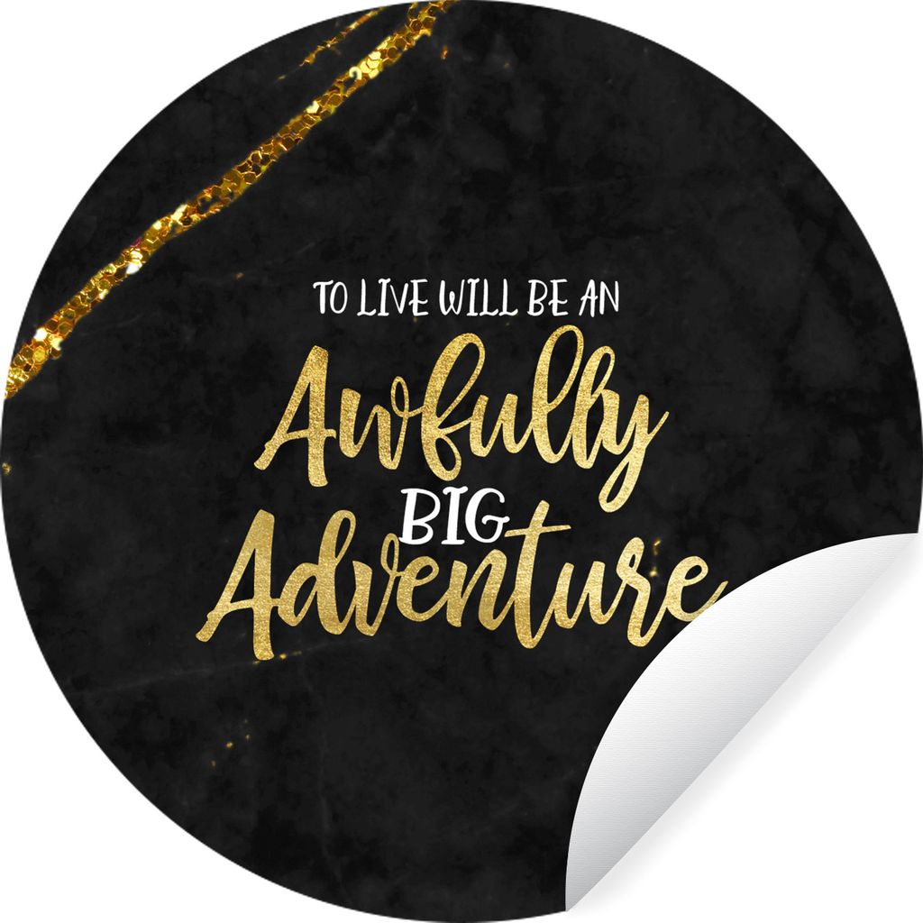 MuchoWow Runde Wandtattoo - Wandsticker Tapete Aufkleber Zitate - Abenteuer - Gold - Glitzer Ø 100 cm Selbstklebend und Repositionierbar - Wanda...