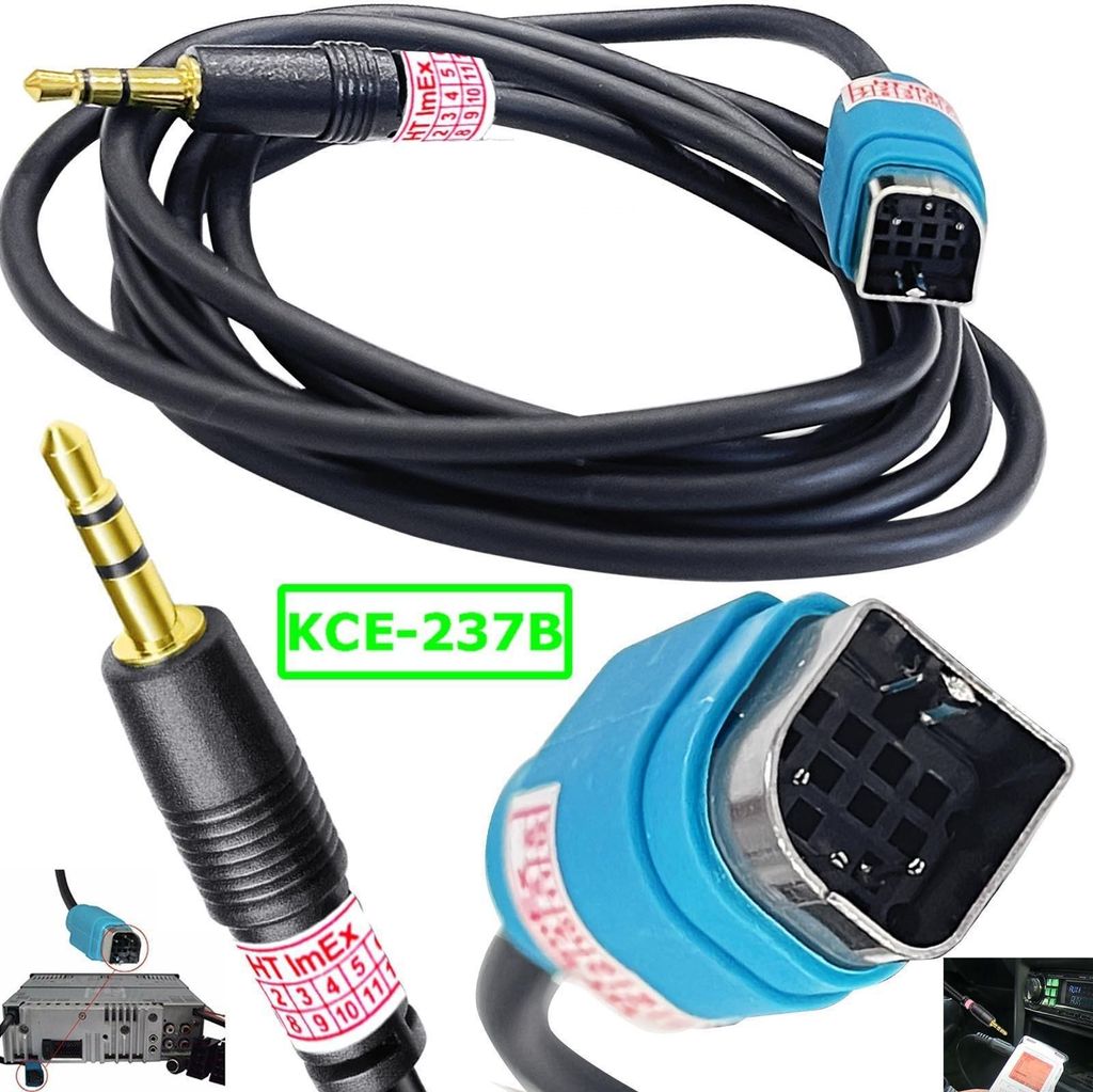 AUX Line In Adapter 3,5mm Klinke kompatibel mit Alpine KCE-237B Autoradio iPhone iPod MP3