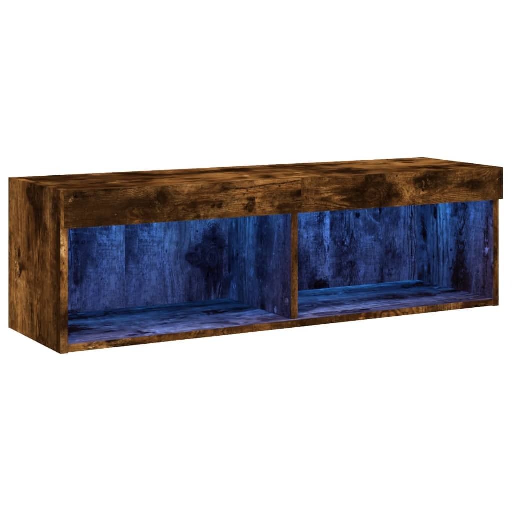 vidaXL TV-Schrank mit LED-Leuchten Räuchereiche 100x30x30 Produktbild 