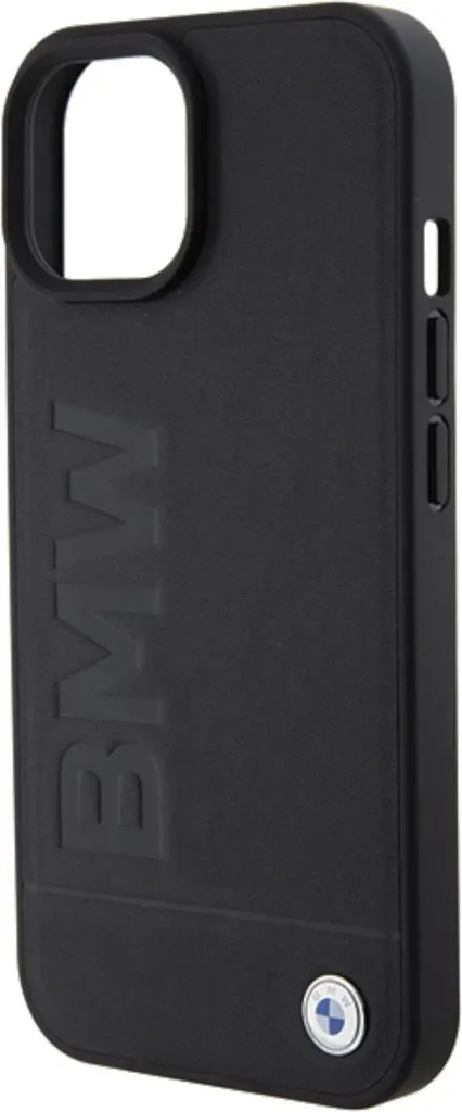 Custodia BMW iPhone 15 Plus MagSafe in Pelle Nera Timbro a Caldo - 6