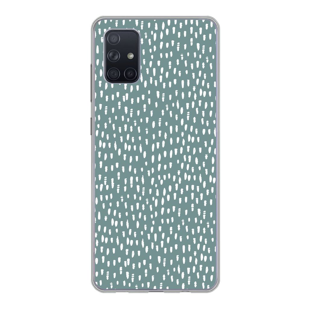 MuchoWow Handyhülle Schutzhülle Hülle für Samsung Galaxy A71 Polka dots - Weiß - Grün Silikon Softcase Handy Hülle - Kartenbesitzer