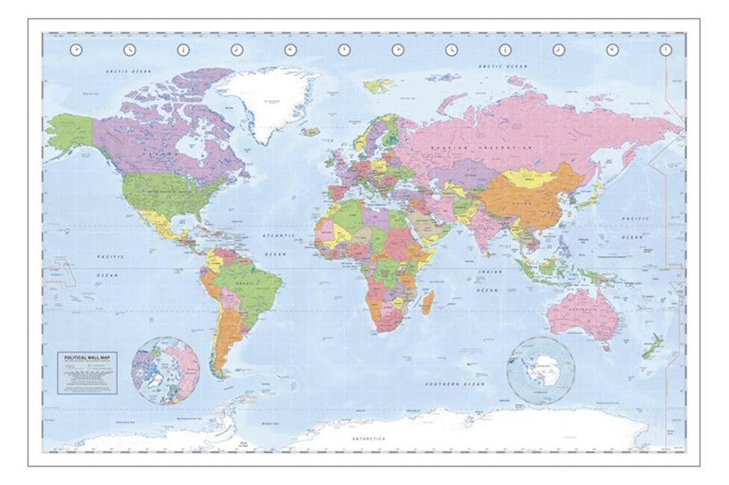 Pyramid Political World Map Miller Projection Poster 140x100cm.