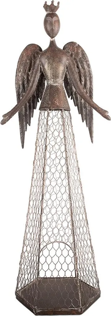 Figurine Ange Clayre & Eef en métal brun 28x19x75 cm décoration jardin