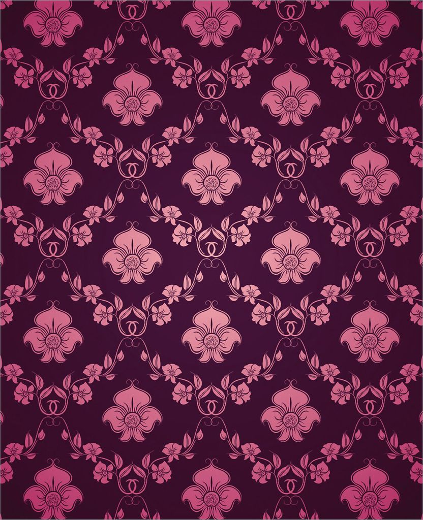 Wallario Magnet für Kühlschrank / Geschirrspüler, magnetisch haftende Folie - 60 x 80 cm, Motiv: Blumenmuster Damast in pink lila