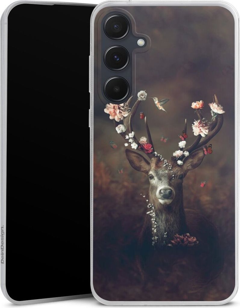 DeinDesign Slim Hülle für Samsung Galaxy A55 5G Silikon Case Ultra Dünn Handyhülle Blumen Rehe Rentier