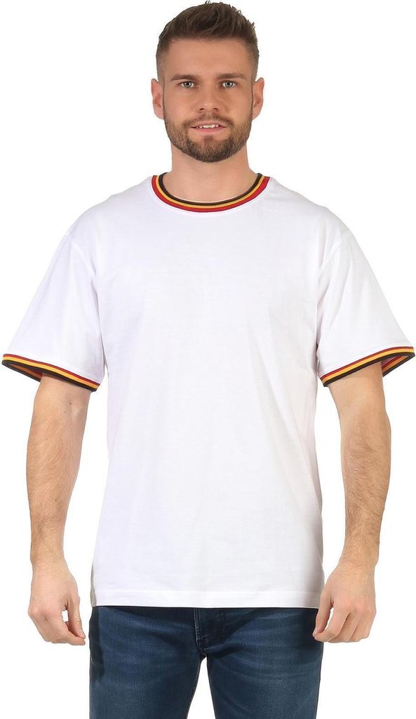 Herren T-Shirt kurzarm schwarz weiß 100% Baumwolle Weiß S