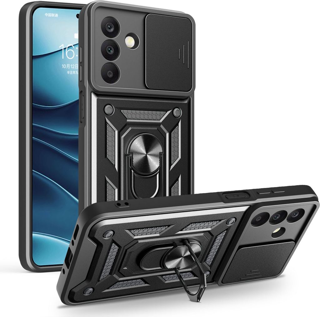 Outdoor Panzer Hülle für Samsung Galaxy A26 mit Kameraschutz Ringhalter Bumper in Schwarz