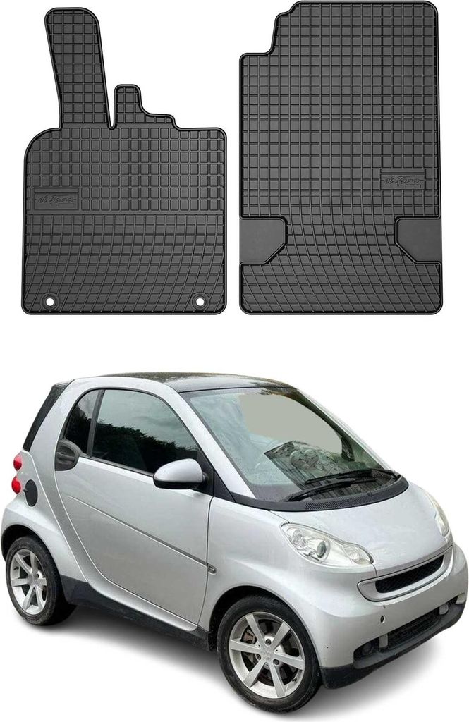 OMAC Gummi Fußmatten für Smart ForTwo 2007-2014 Automatten Gummi Schwarz 2tlg