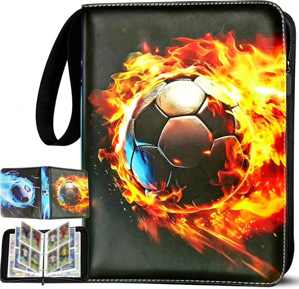 Fußball Sammelalbum, Fußball Sammelkarten Album, 50 Seiten 400 Karten Kapazität, PolyurethanTragbar Wasserdicht Fußballkarten Sammelbuch, Fussb...