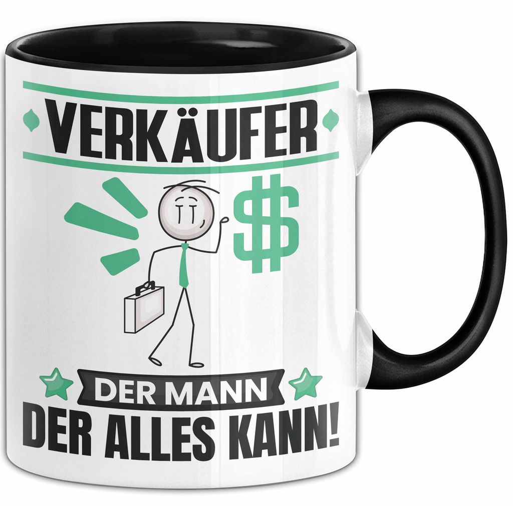 Verkäufer Tasse Geschenk für Verkäufer Der Mann Der Alles Kann Geschenkidee zum Geburtstag (Schwarz)