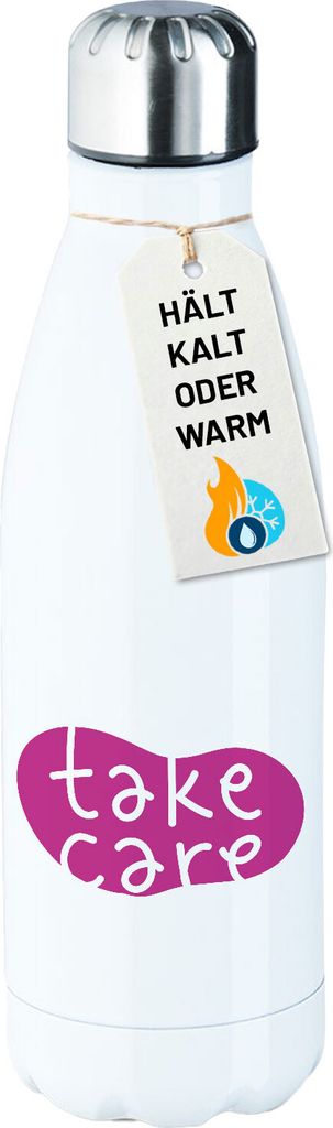 Huuraa Trinkflasche Take Care Batch 500ml White Edelstahl Wasserflasche Trinkflasche Geschenkidee
