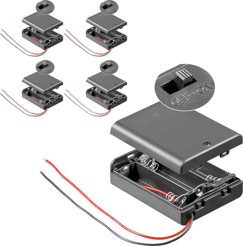 4x Batteriehalter Akkuhalter 3x AA HR6 Wasserabweisend Schalter Batteriegehäuse