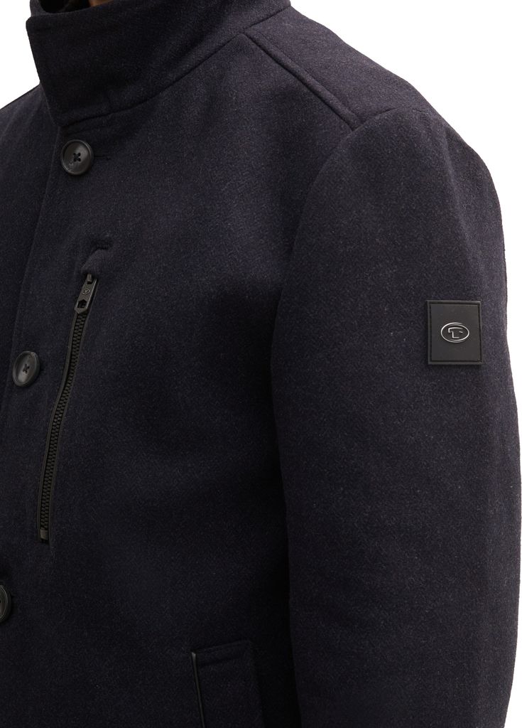 TOM TAILOR WOOL COAT 2 IN 1 Herren Wollmantel, Größe:XXL, Farbe:36085 Dark Blue Small Herringbone
