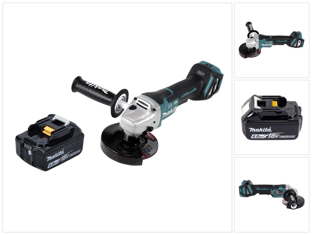 Makita DGA 517 G1 Akku Winkelschleifer 18 V 125 mm Brushless + 1x Akku 6,0 Ah - ohne Ladegerät