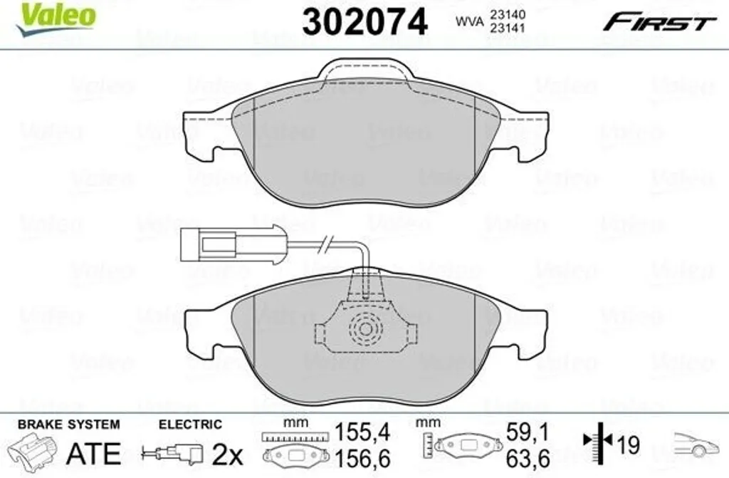 Plaquettes de frein avant Valeo 302074 kit complet pour berline 156 932