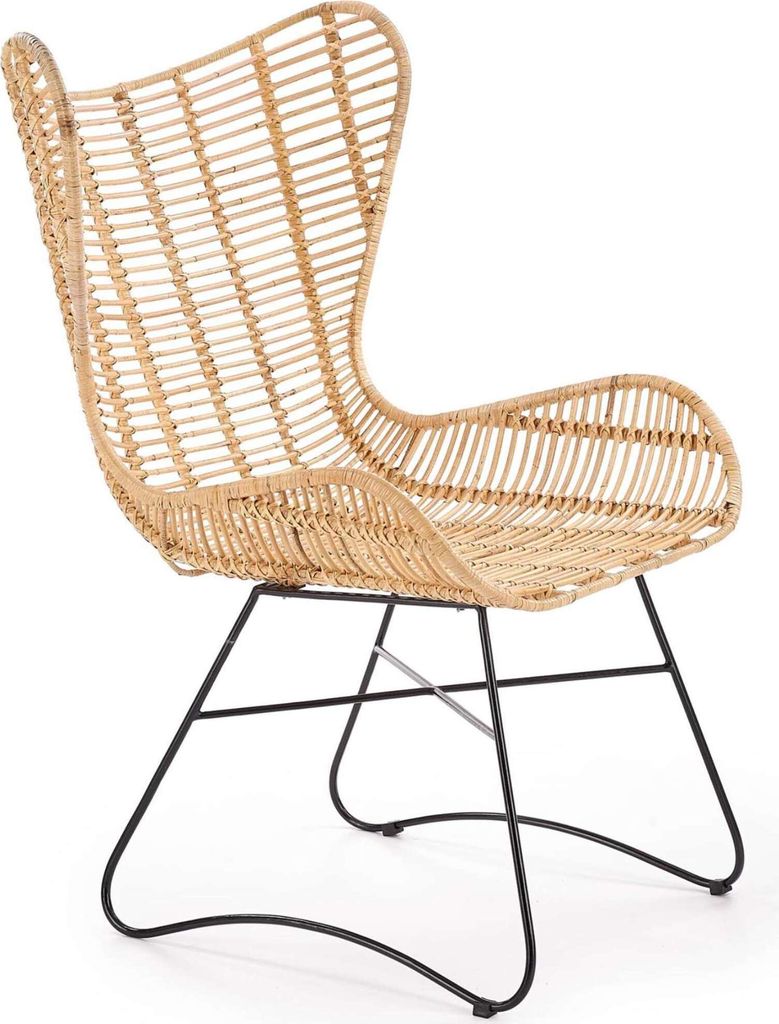 KONSIMO Sessel "ARDENS", beige/schwarz, Rattan, Boho, 69x103x70 cm