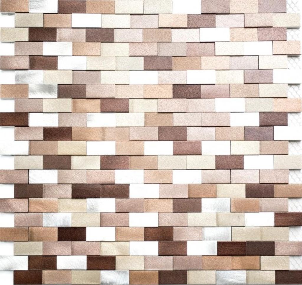 Mosaik Fliese Aluminium Brick Aluminium 3D alu silber kupfer MOS49-0207