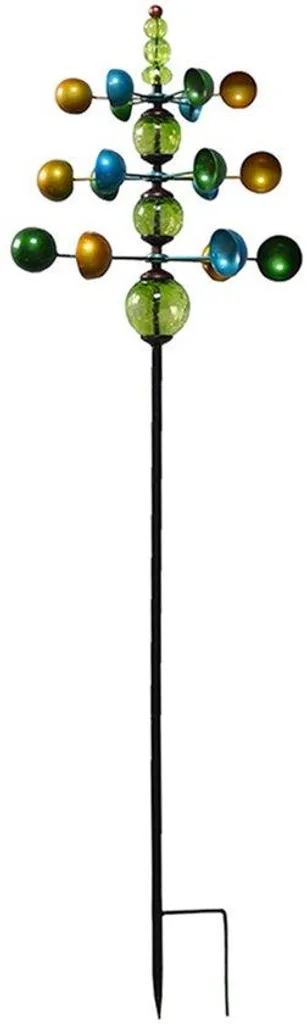 Moulin à vent en métal robuste de 120cm avec câble de fixation stable