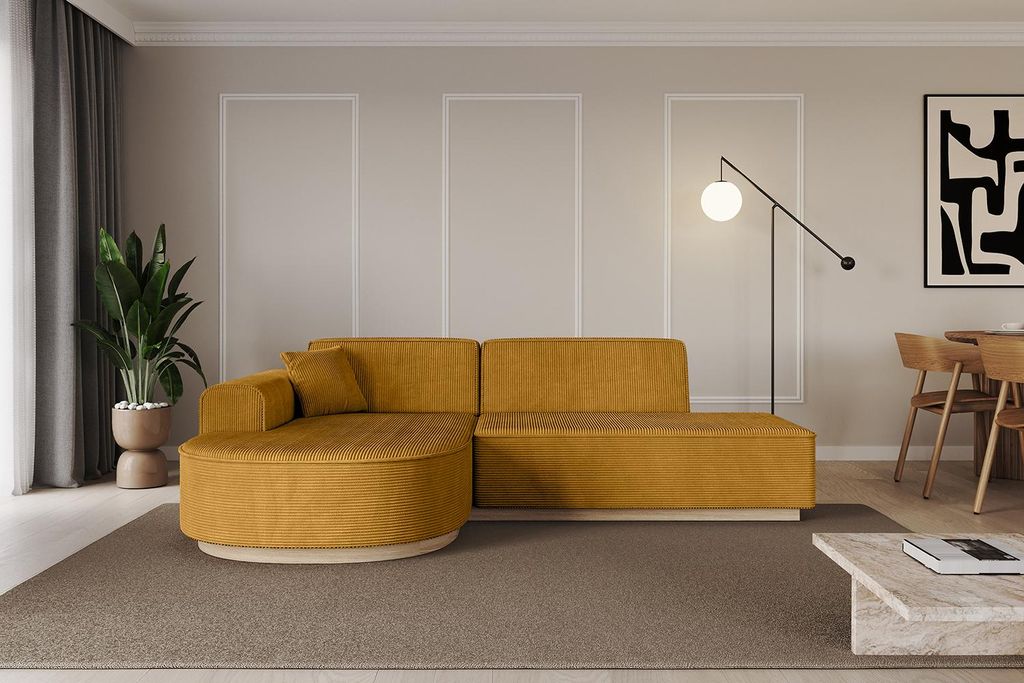 ALTDECOR Ecksofa in L-Form ARRIO-L1 -243x171x83 cm Senfgelb - Corner Sofa Bett Eckcouch Couch Wohnlandschaft Cauchsofa