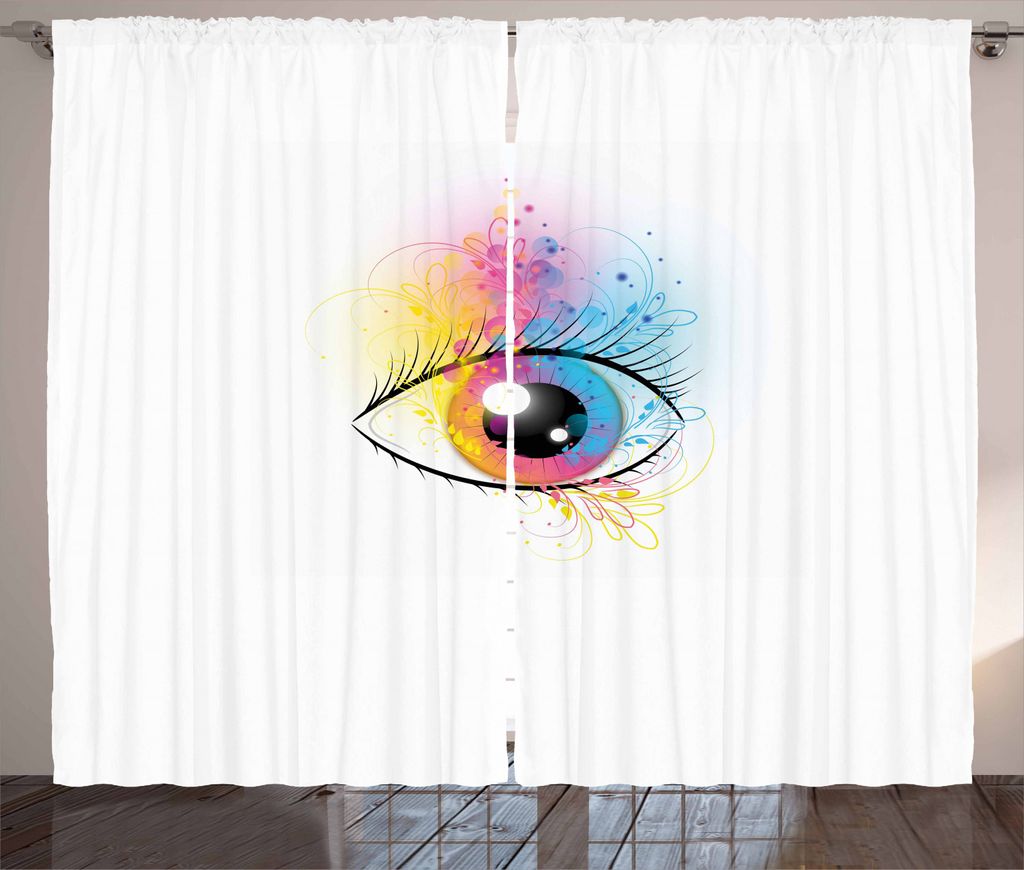 ABAKUHAUS Wimper Rustikaler Gardine, Frühling inspiriert mit Blumen, Schlafzimmer Kräuselband Vorhang mit Schlaufen und Haken, 280 x 225 cm, Mehr...
