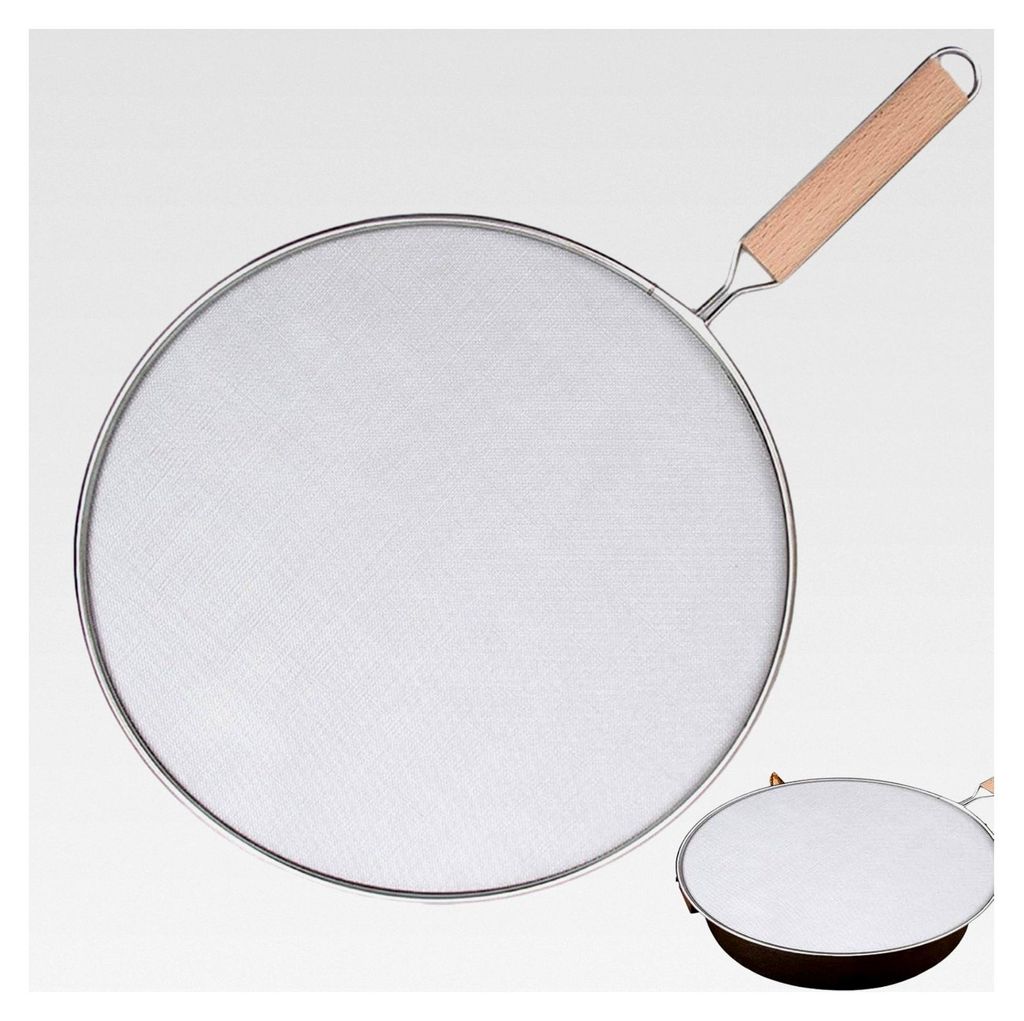 29 cm Edelstahl-Spritzschutz für Bratpfannen mit hitzebeständigem Griff und feinmaschigem Schutz gegen Fettspritzer