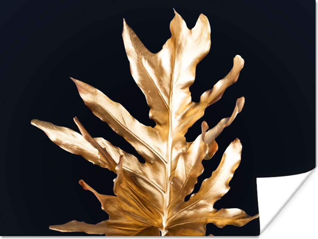 MuchoWow Poster Blätter - Gold - Herbst - Natur - Luxus 120x90 cm - Wandbild