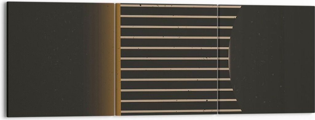 Bild auf Leinwand - Leinwandbild - 3 Teile - Modern Schwarz Gelb - 150x50cm - Wand Bild - Wanddeko - Wandbilder - Leinwanddruck - Bilder - Wanddeko...