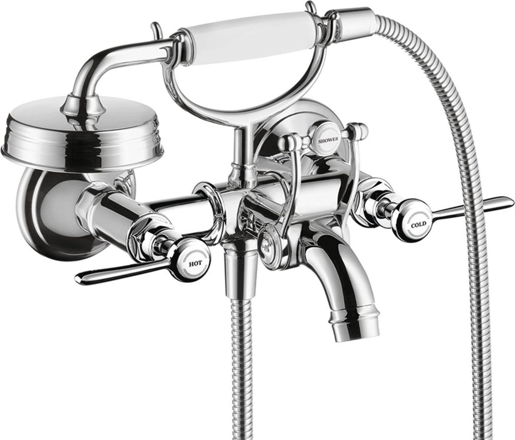 2-Griff-Wannenarmatur AXOR MONTREUX DN 15 AP mit Hebelgriffen brushed nickel brushed nickel