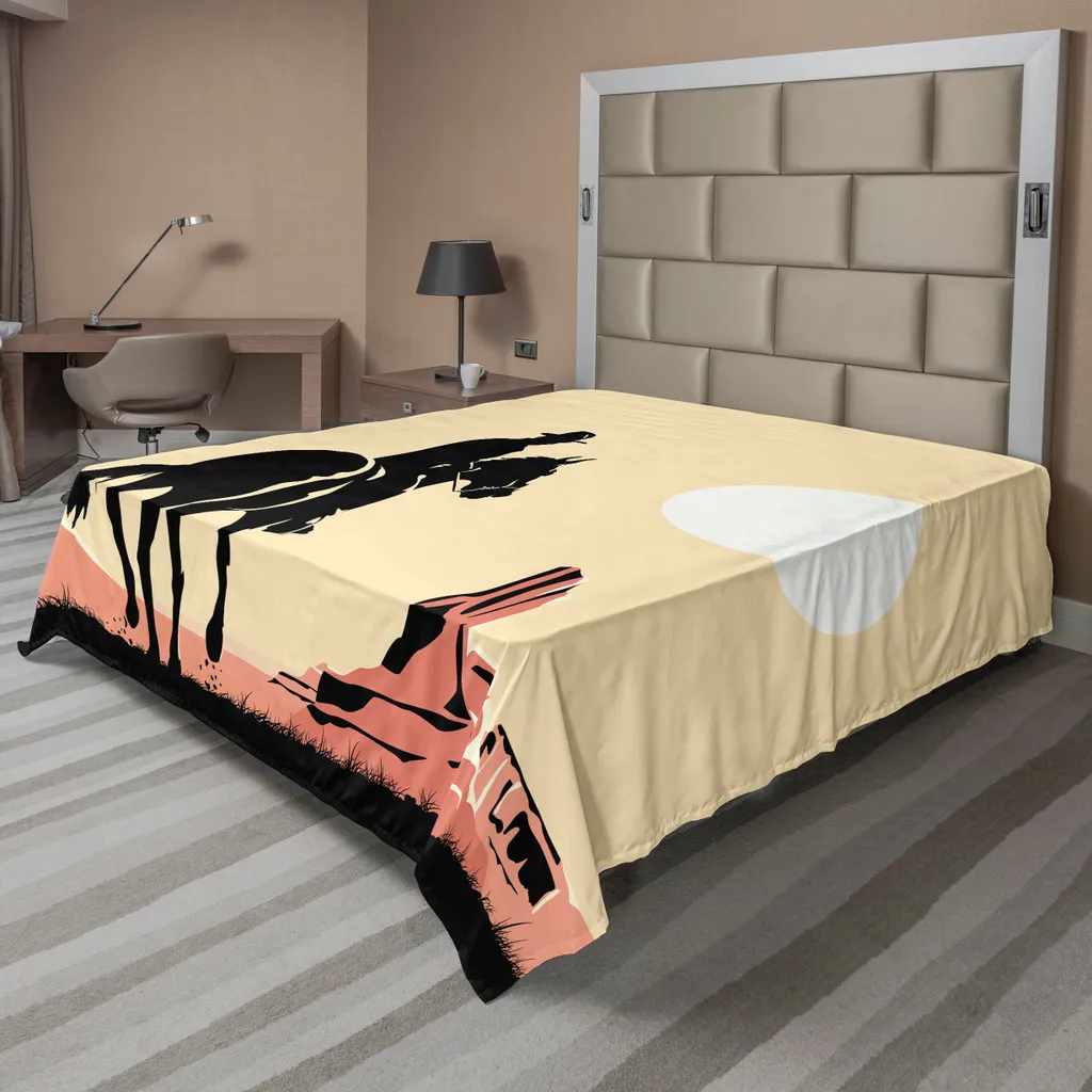 Drap plat supérieur décoratif Far West pour lit King Size Orange