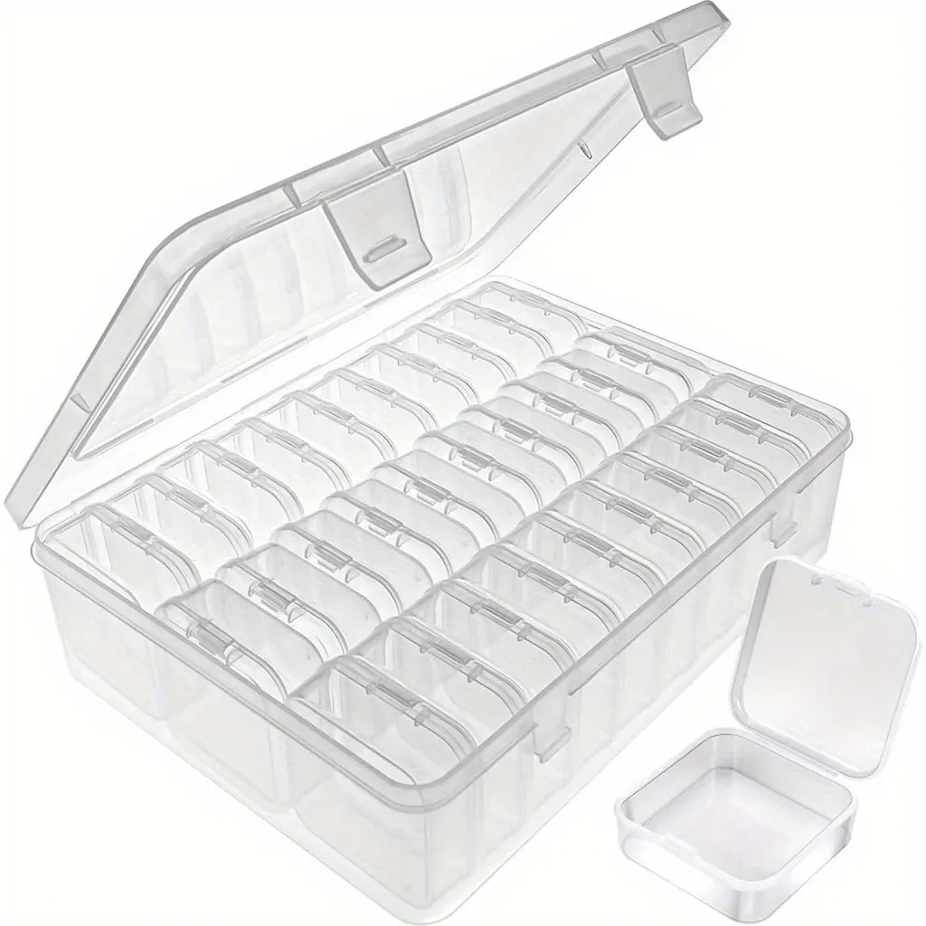 Boîte à perles plastique avec couvercle à charnière hermétique - 30 pcs