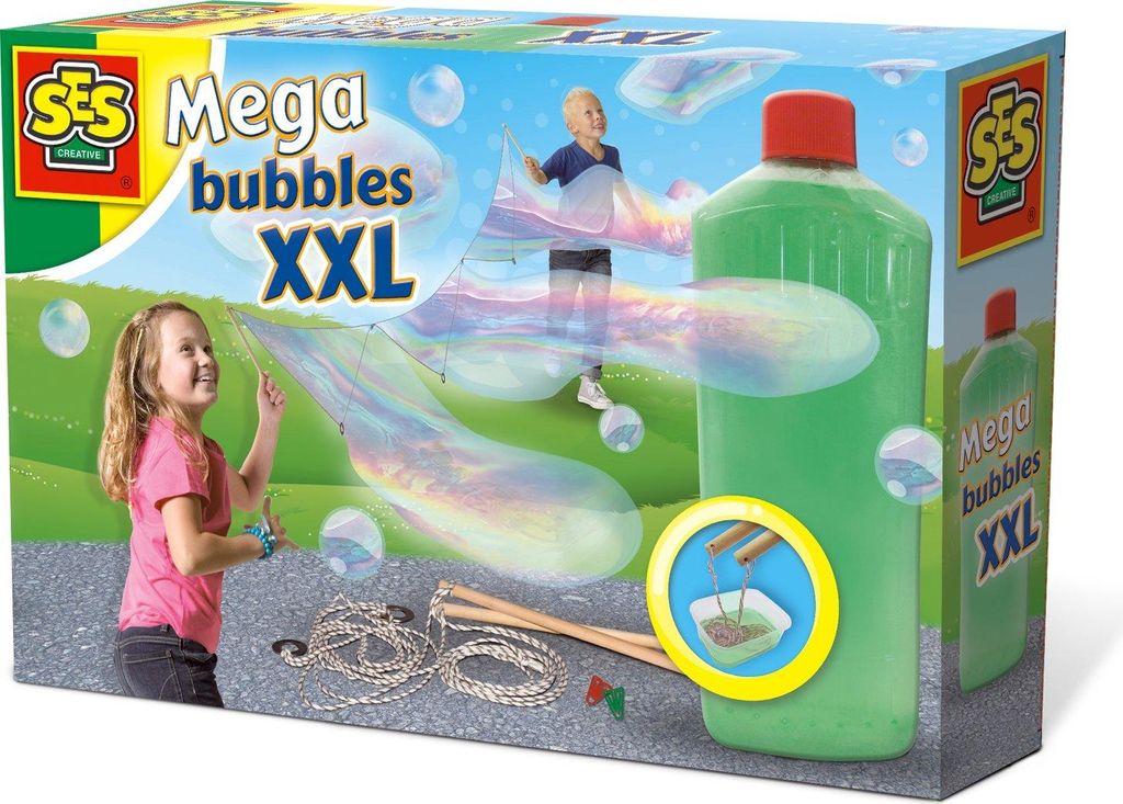 SES Mega Bubble XXL Outdoor Seifenblasen-Set für riesige Seifenblasen für 2 Personen