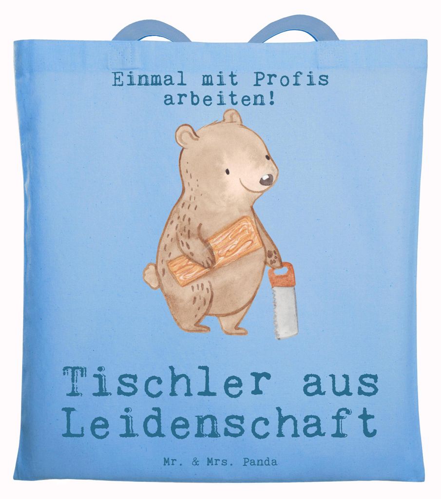 Mr. & Mrs. Panda Stoffbeutel Tischler Leidenschaft - Sky Blue - Geschenk, Shopping Tasche, Tote Bag, Jutebeutel, Laptoptasche, Schultasche