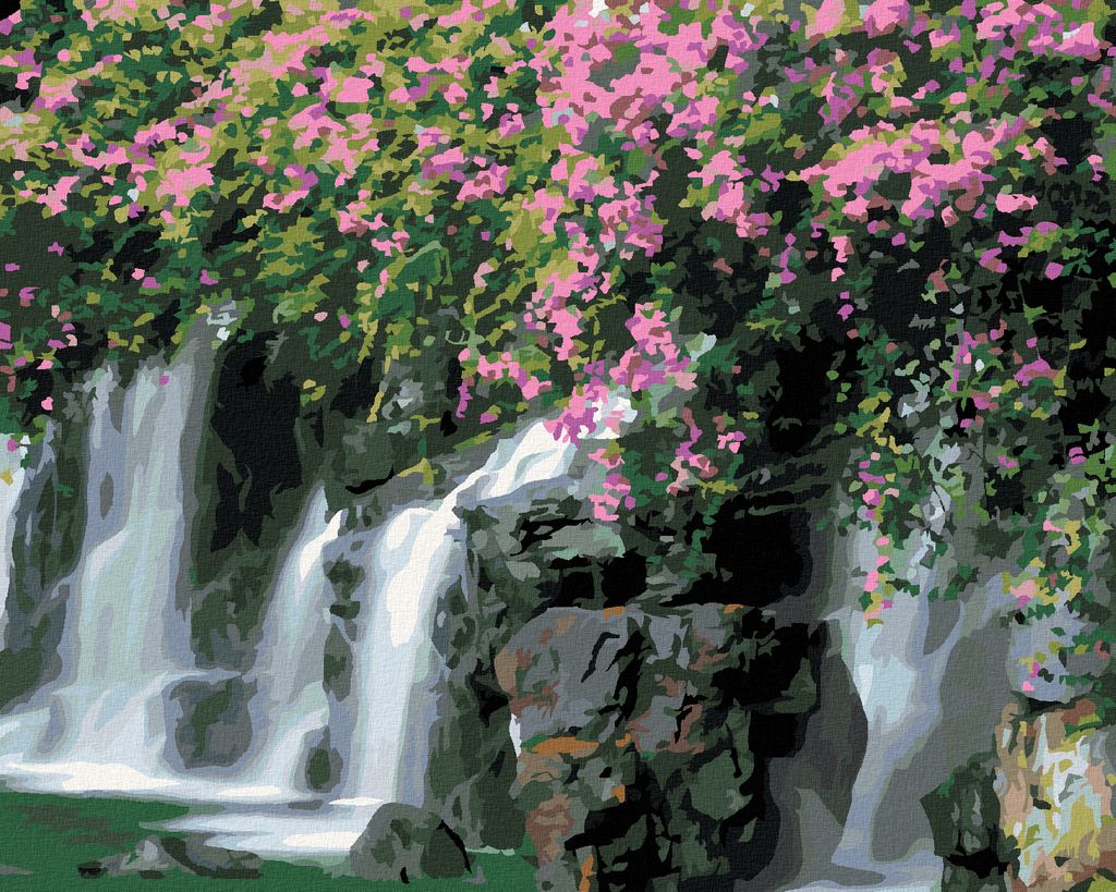 Zuty - Malen nach Zahlen - BLUMEN ÜBER EINEM SCHLEUSE (DENNIS FRATES), 40x50 cm, mit Keilrahmen (bereits gespannt)