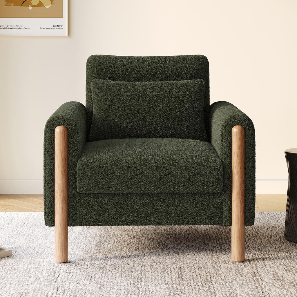 STILVORA Armlehnenstuhl Relaxsessel mit dickem Kissen,Komfortabler Loungesessel mit Polsterung für Wohnzimmer,Grün
