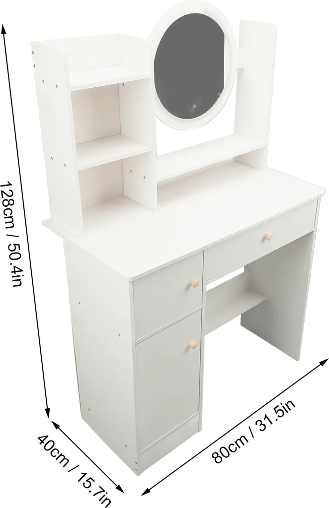 Table de maquillage éclairée moderne, coiffeuse avec miroir pour chambre - 4