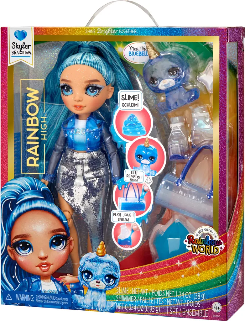 Rainbow High Skyler Bleu 120216 : Poupée avec Cheveux Bleus et Look Denim