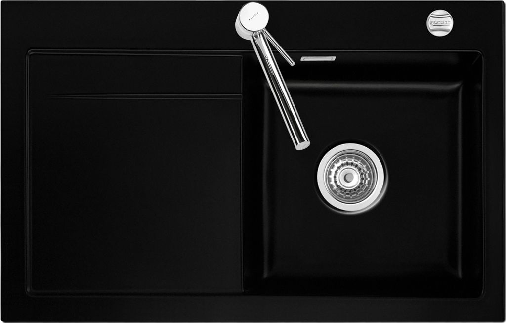 Spüle KeraDomo STEMA 80 in NIGRA Becken rechts mit Excenterbedienung