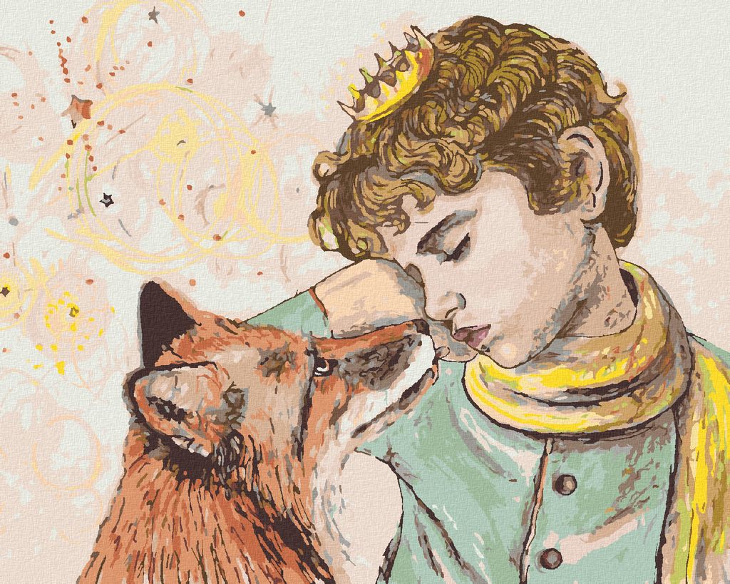 Zuty - Malen nach Zahlen - VERTRÄUMTER KLEINER PRINZ UND FUCHS, 40x50 cm, ohne Keilrahmen